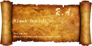 Rimek Adrián névjegykártya